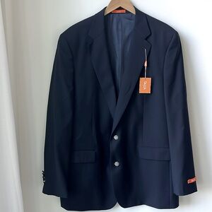 NWT Tallia 100% Wool Two Button Sport Coat Blazer in Navy Vented Size 46 Xlong